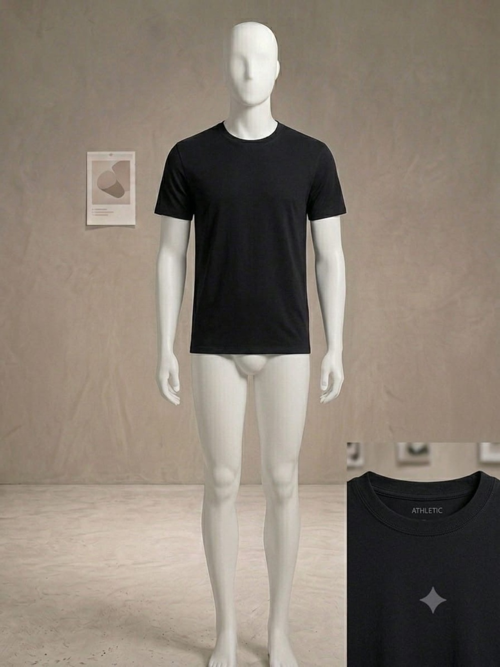 Athletic Works Black Short-Sleeve Crew Neck Tee
